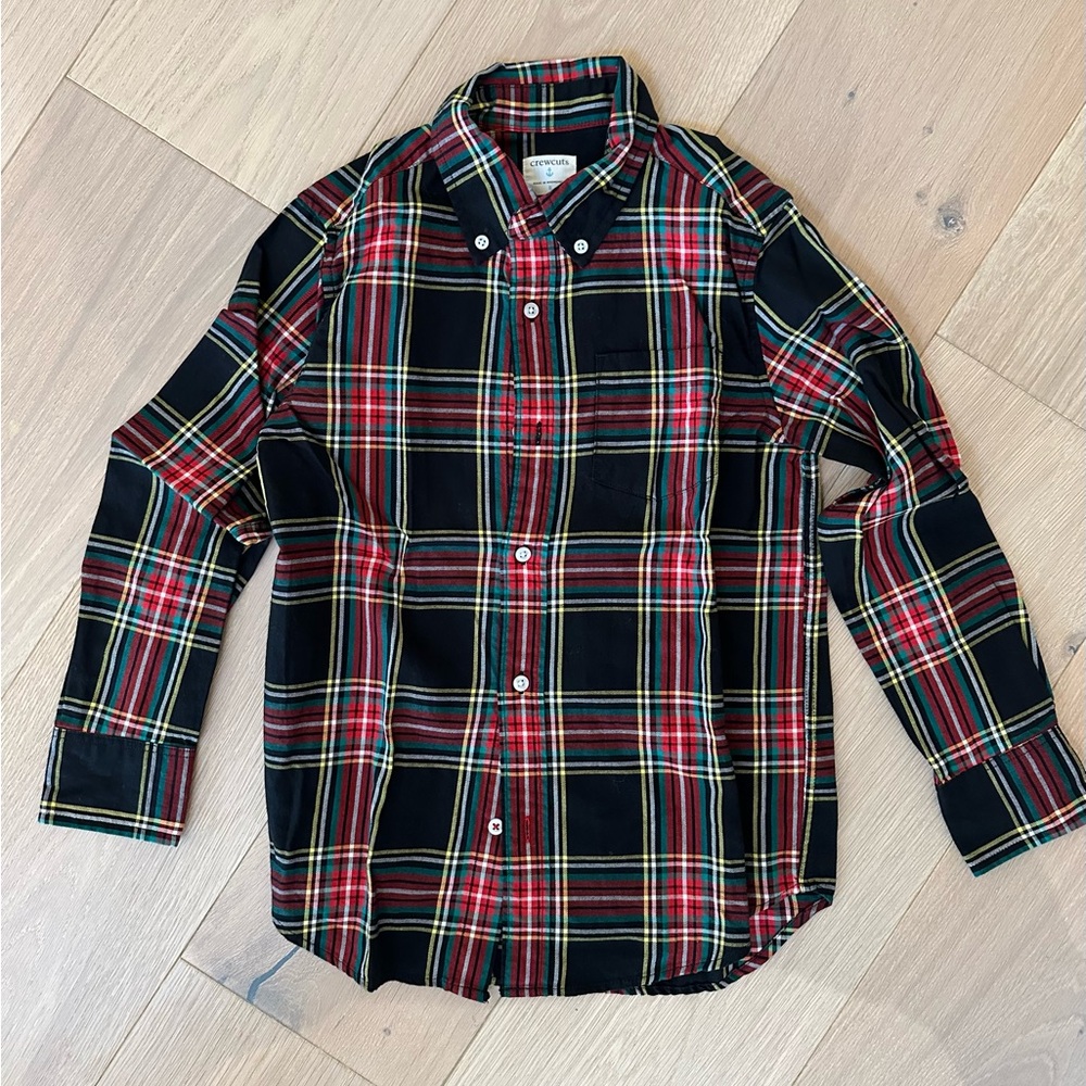 Crewcuts Boys Black and Red Plaid Shirt Size 8